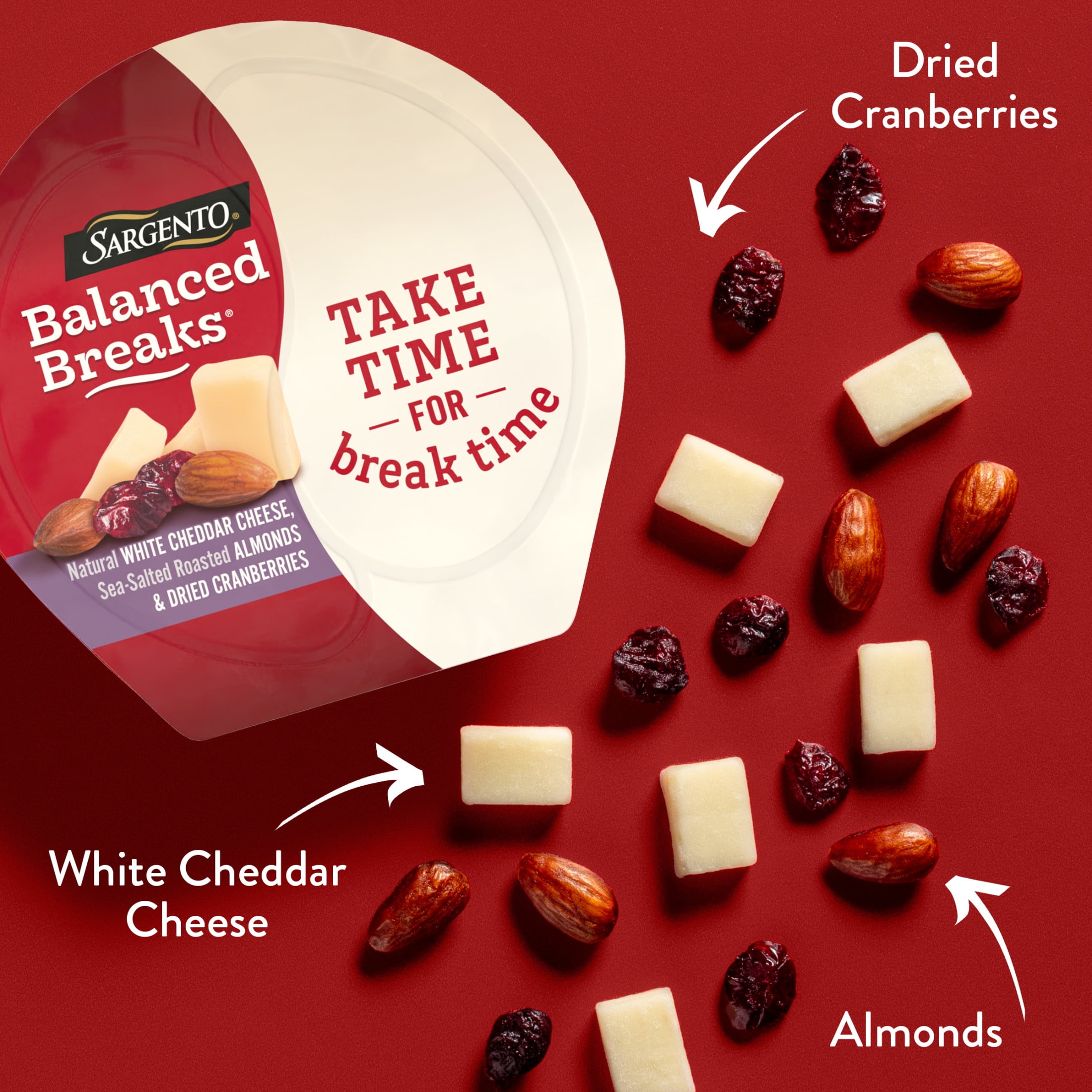 Sargento® Balanced Breaks® White Cheddar Cheese, Roasted Almonds, Dried Cranberries