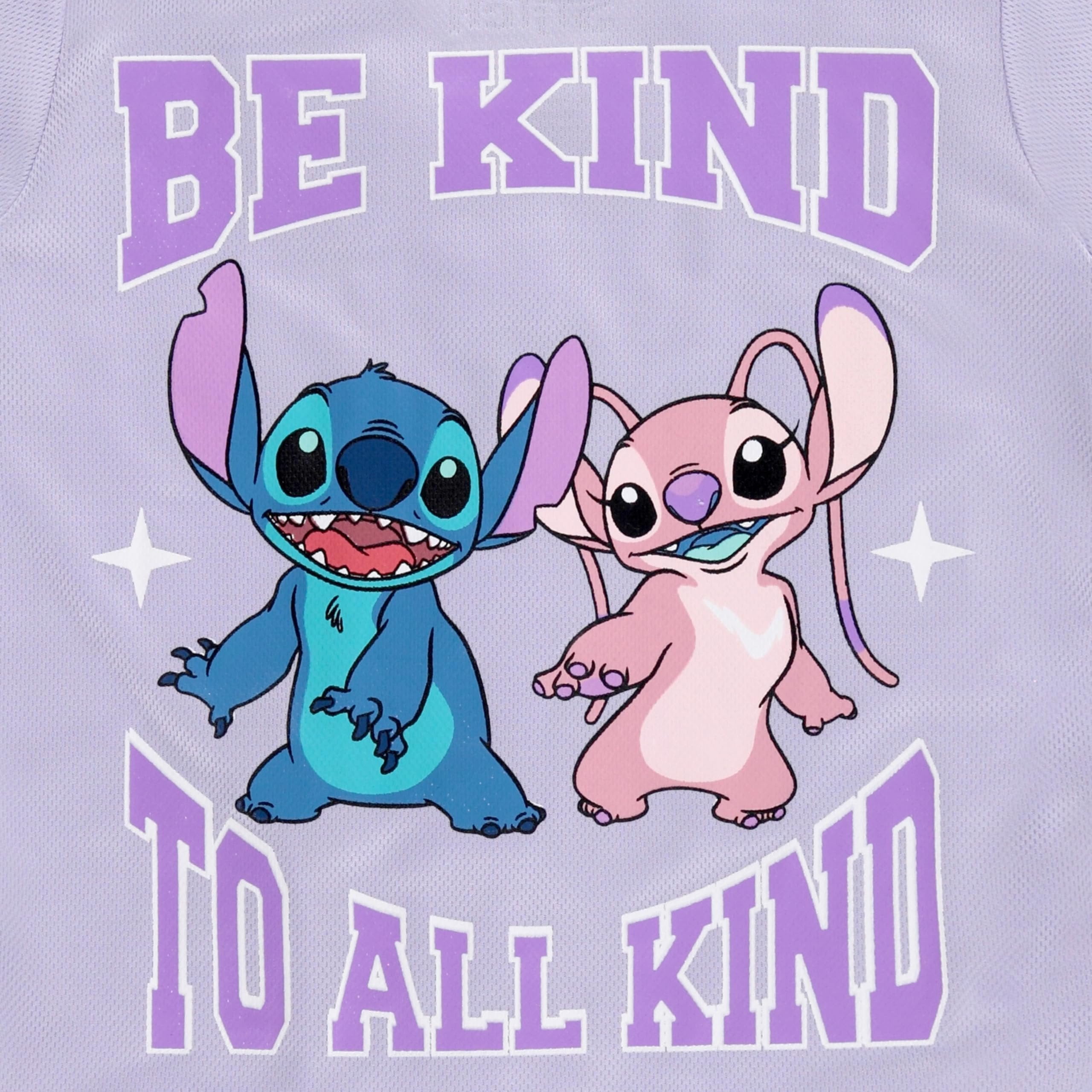 Disney Girls Baseball Jersey T-Shirt with Lilo & Stitch and Mickey Mouse- Girls Sizes 4-16 Lavender
