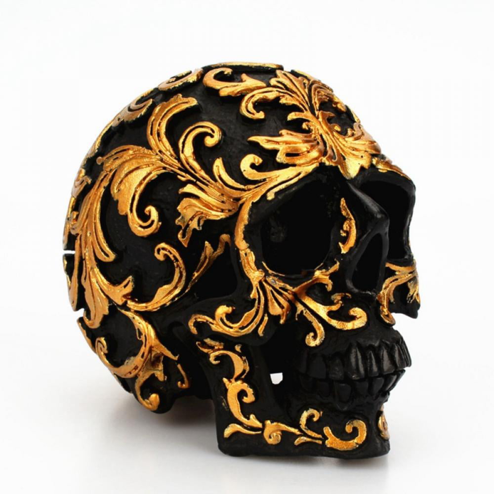 Creative Human Head Skull Skeleton Piggy Bank Birthday Home Decoration Golden 