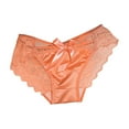 thumbnail image 3 of Lace Underwear for Women Mid-Waist High Stretch Underwear Ribbon Bow Panties Breathable Panties Solid color Briefs, 3 of 4