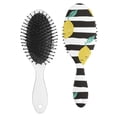 thumbnail image 2 of Lemon Hair Brush, Floral Yellow Lemon Print Detangling Hairbrush, Retro Summer Fruit Design, Vintage Style, Comfortable Grip, 2 of 8