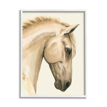 Stupell Industries Horse Portrait Farm Animal Graphic Art White Framed Art Print Wall Art, Design by Grace Popp