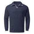 thumbnail image 5 of Sweatshirts For Men Quarter Zip Solid Color Fashion Casual Loose Fit Crew Neck Shirts Comfoty Soft Long Sleeve Pullover Tops Spring Fall Outfits Clothes Navy XXXL, 5 of 6