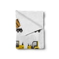 thumbnail image 2 of Construction Soft Flannel Fleece Throw Blanket, Illustration of Big Vehicles Pattern Engineering Building Theme, Cozy Plush for Indoor and Outdoor Use, 50" x 60", Yellow Grey White, by Ambesonne, 2 of 6
