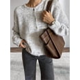 thumbnail image 5 of Womens Button Up Cardigan Sweaters Long Sleeve Crew Neck Fall Soft Knit Loose Sweater Tops Light Gray L, 5 of 8