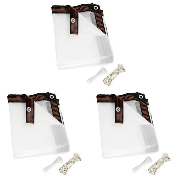 3pcs 8X10 FT Clear Waterproof Tarps Heavy Duty Outdoor Garden Rainproof Covering,Clear Vinyl Tarp with Grommets