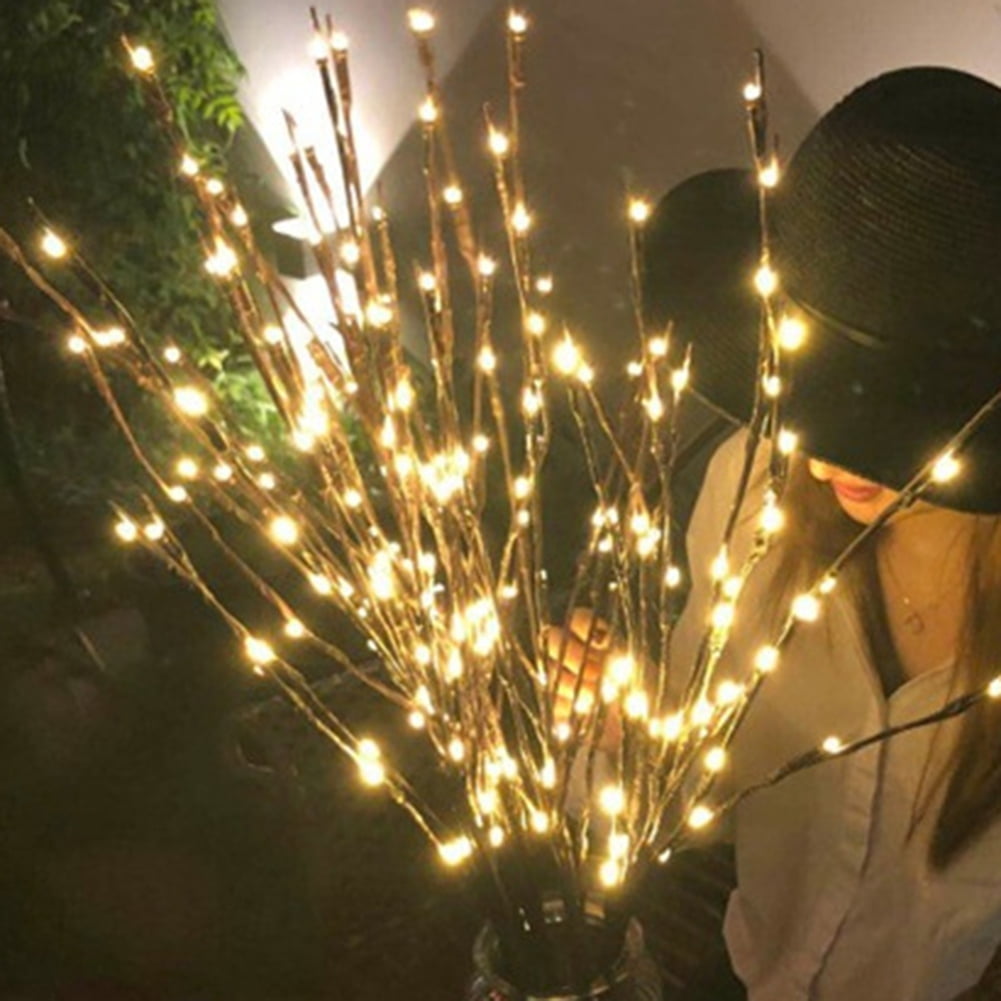 LED Branch Light Battery Operated Lighted Branch Vase Filler Willow Tree Artificial Little Twig Power 20 LED for Home Romantic Decoration Pack of 5