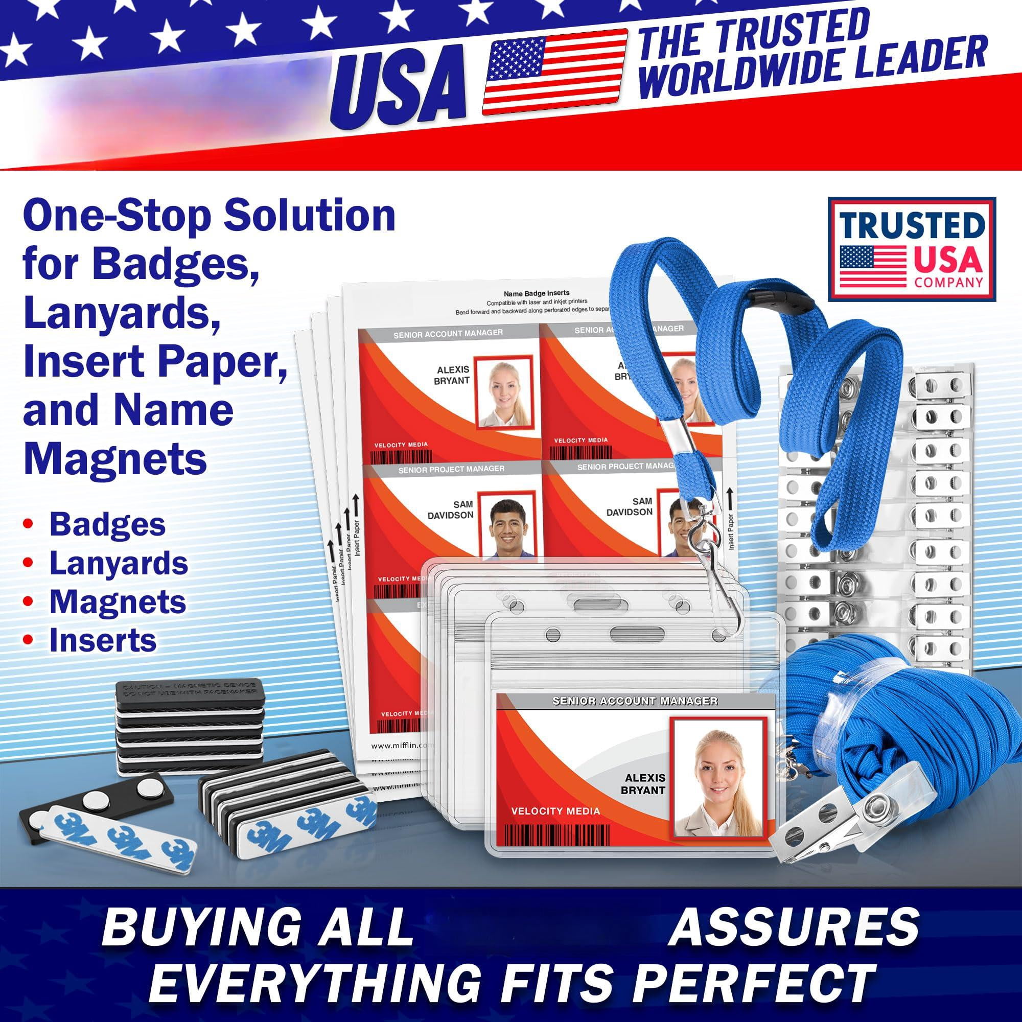 -usa Flat Breakaway Safety Lanyard For Id Badges (blue  36 Inch 100 Pack) Soft Woven Neck Line