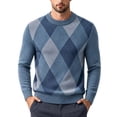 thumbnail image 2 of QSAWXQZ Men's Crewneck Sweater Long Sleeve Argyle Jacquard Pullover Knit Top XL, 2 of 8