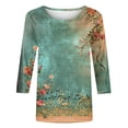 thumbnail image 4 of Trendfront Womens Vintage Floral Graphic T Shirts Crewneck 3/4 Sleeve Music Note Print Casual Fall Tee Tops, 4 of 5