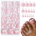 thumbnail image 1 of 150pc French Tip Press On Toenails with Glue Tabs, Square Acrylic Fake Toenails for Women, 1 of 4