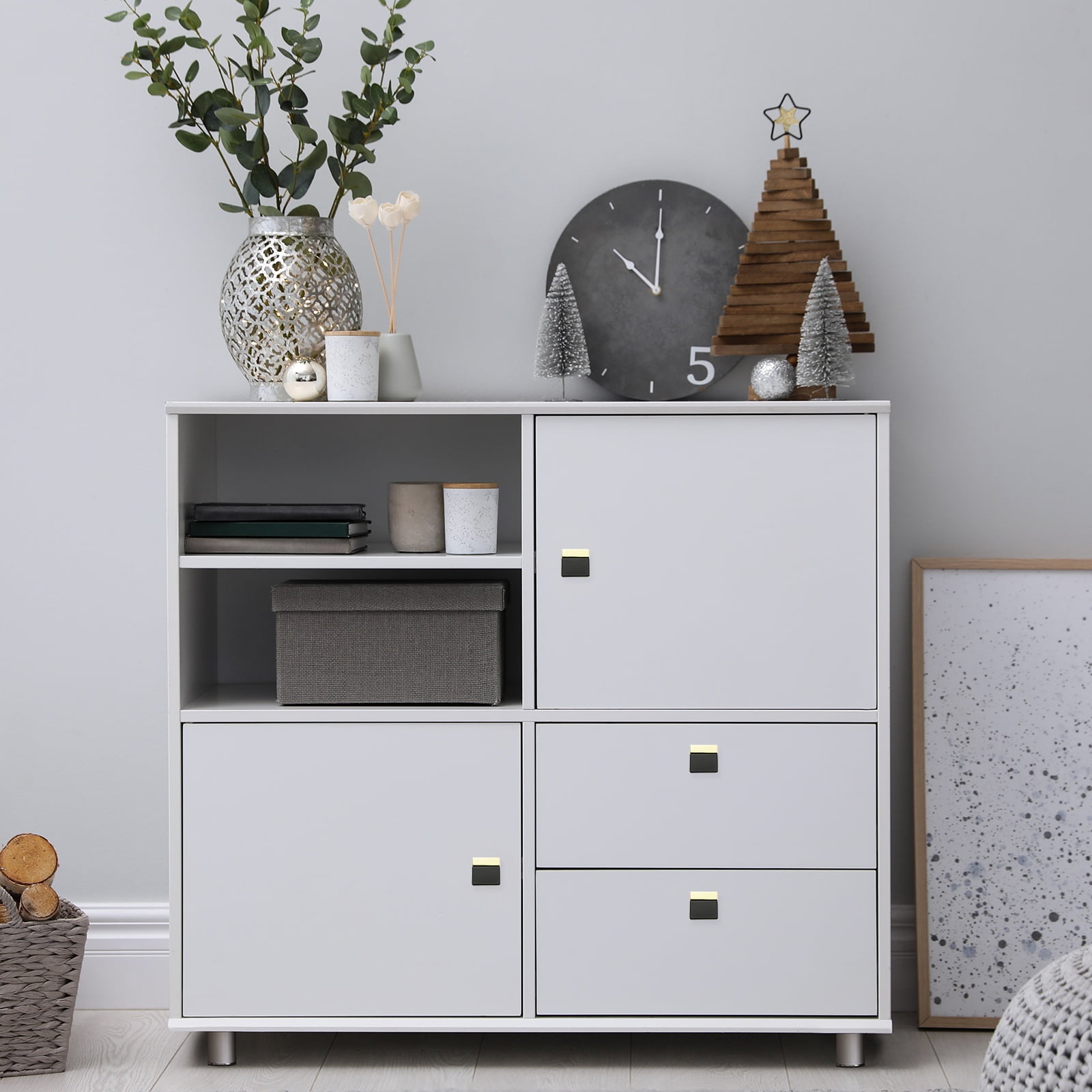5 Pack Cabinet Knobs, Kitchen Cabinet Pulls Single Hole Dresser Handles and Drawer Pulls for Bedroom Dresser White Silver