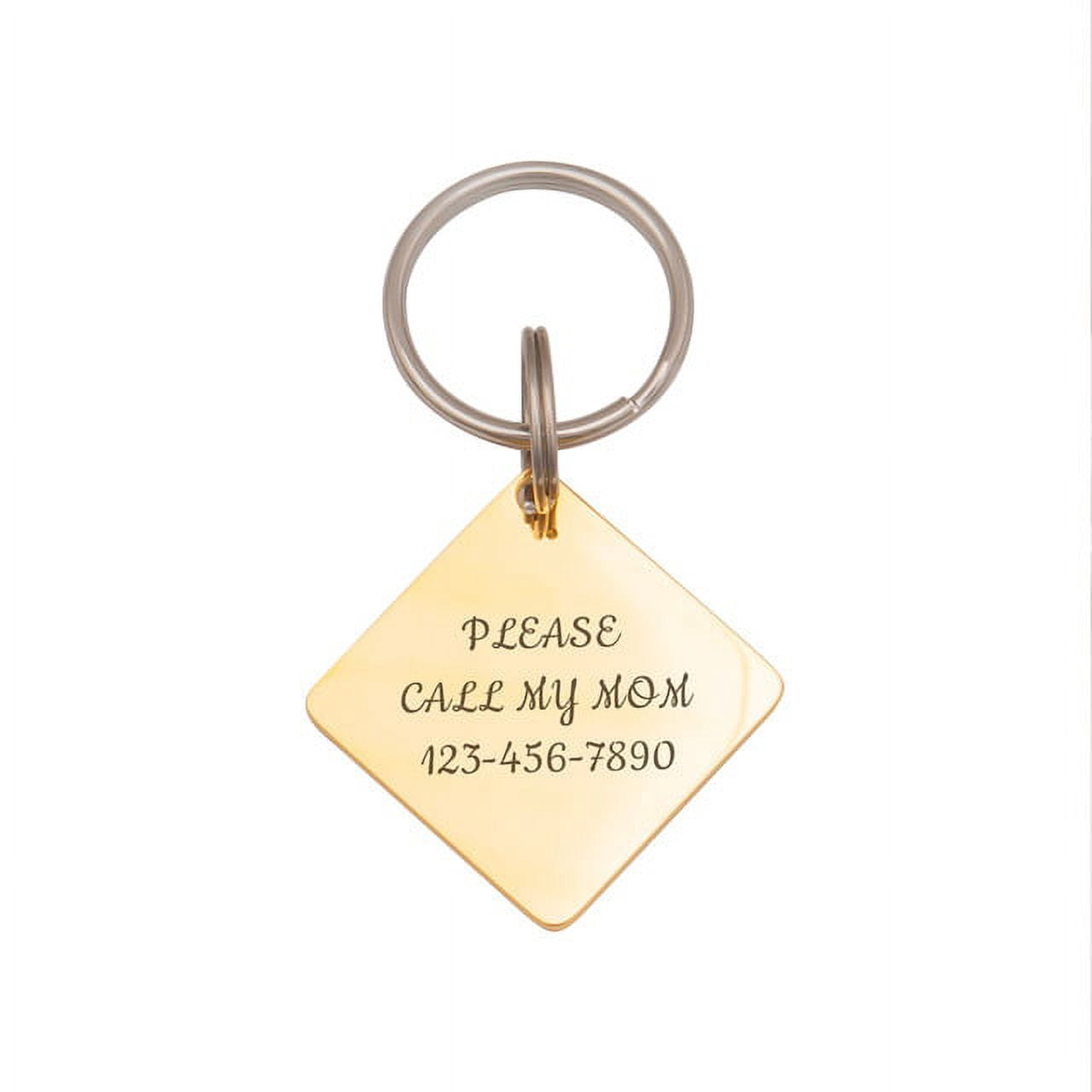 Anavia Stainless Steel Double Sided Diamond Name - Large Picture Engraved Dog & Cat ID Tag, Gold, L
