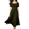 thumbnail image 2 of Miqool Women Renaissance Maxi Dress Square Neck Puff Short Sleeve Lace Up Waist Corset Vintage Long Cocktail Dresses, 2 of 5