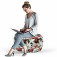 thumbnail image 2 of Shabby Flora Pouf Cover with Zipper, Country Style Floral Flower Roses Watercolor Image Art, Soft Decorative Fabric Unstuffed Case, 30" W X 17.3" L, Dark Coral Maroon, by Ambesonne, 2 of 5