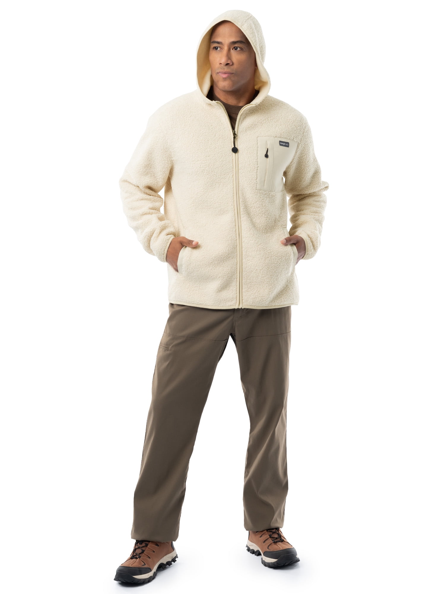Wrangler Outdoor Men's & Big Men's Full Zip Burly Utility Backpacking Sweater Hoodie, Size S-2XL