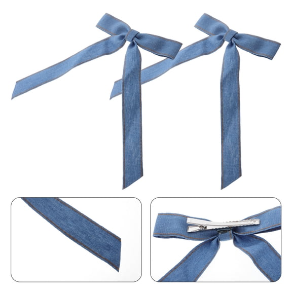 LOLIPPYY 1Pair Blue Bow Hair Clip with Duckbill Clip Design for Fashionable Hair Styling and Secure Hold