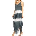 thumbnail image 3 of Sakkas Lupe Women's Casual Summer Fringe Maxi Loose V-neck High-low Dress Cover-up - Blue - One Size Regular, 3 of 5