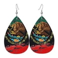 thumbnail image 6 of Faux Leather Teardrop Earrings Mexican Flag Printed Dangle Earrings Lightweight Drop Earrings, 6 of 6