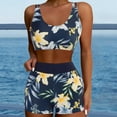 thumbnail image 4 of BOBOGOJP 3 Piece Tankini Swimsuits for Women Tummy Control Bathing Suits Swim Tank Top with Bra Boy Shorts Teen Swimwear Beige for Size XL, 4 of 4