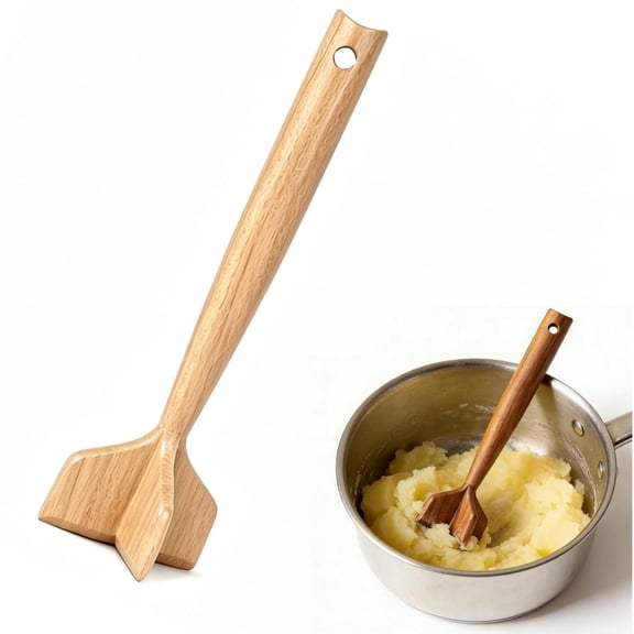 Bxaolu Teak Wooden Meat Chopper, Ground Beef Masher, Chicken Shredder and Meat Chopper, Hamburger Smasher Tool, 9 Inches Tool for Kitchen, Safe for Nonstick Cookware