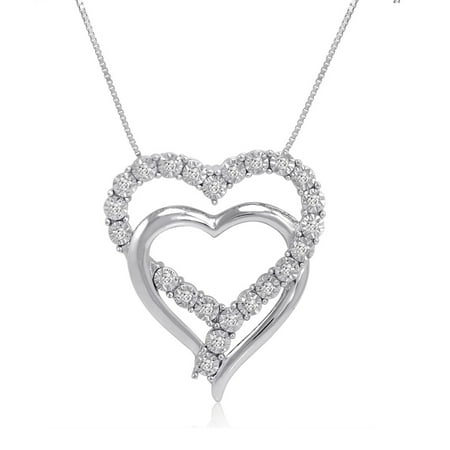 IGI Certified 1/10ct Diamond Heart Pendant-Necklace in Sterling Silver on an 18 inch Box Chain