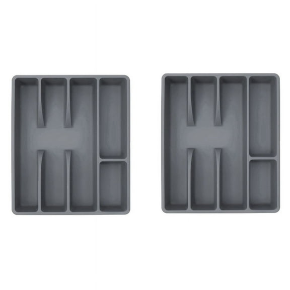 2024 TOP! 2X Kitchen Drawer Organizer Silverware Holder Utensil Organizer Cutlery Organizer Tray Plastic Flatware Organizers