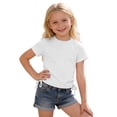 thumbnail image 3 of HUITKMM Girls Tops Short Sleeve Ribbed Tie Front Solid Crop Tee 2-13Y, 3 of 5