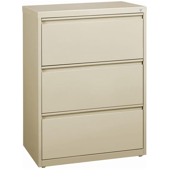 Scranton & Co 30" 3-Drawer Modern Metal Lateral Filing Cabinet in Beige