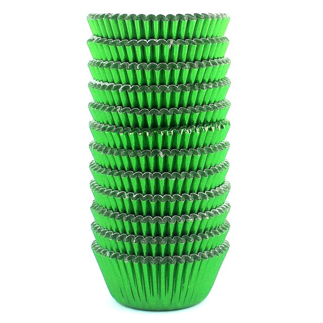 Eoonfirst Mini Moldes De Aluminio Para Magdalenas, Vasos De Papel Para Hornear Para Muffins, Días Navideños, 300 Piezas (Verde)