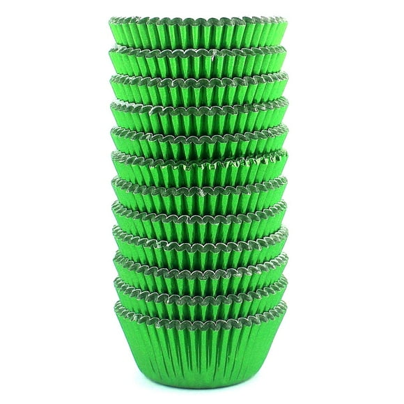 Eoonfirst Mini Moldes De Aluminio Para Magdalenas, Vasos De Papel Para Hornear Para Muffins, Días Navideños, 300 Piezas (Verde)