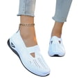 thumbnail image 2 of Domzle Women's Woven Orthopedic Walking Shoes with Soft Arch Support Mesh Comfort Non-Slip on Walking Sneakers White, 2 of 7