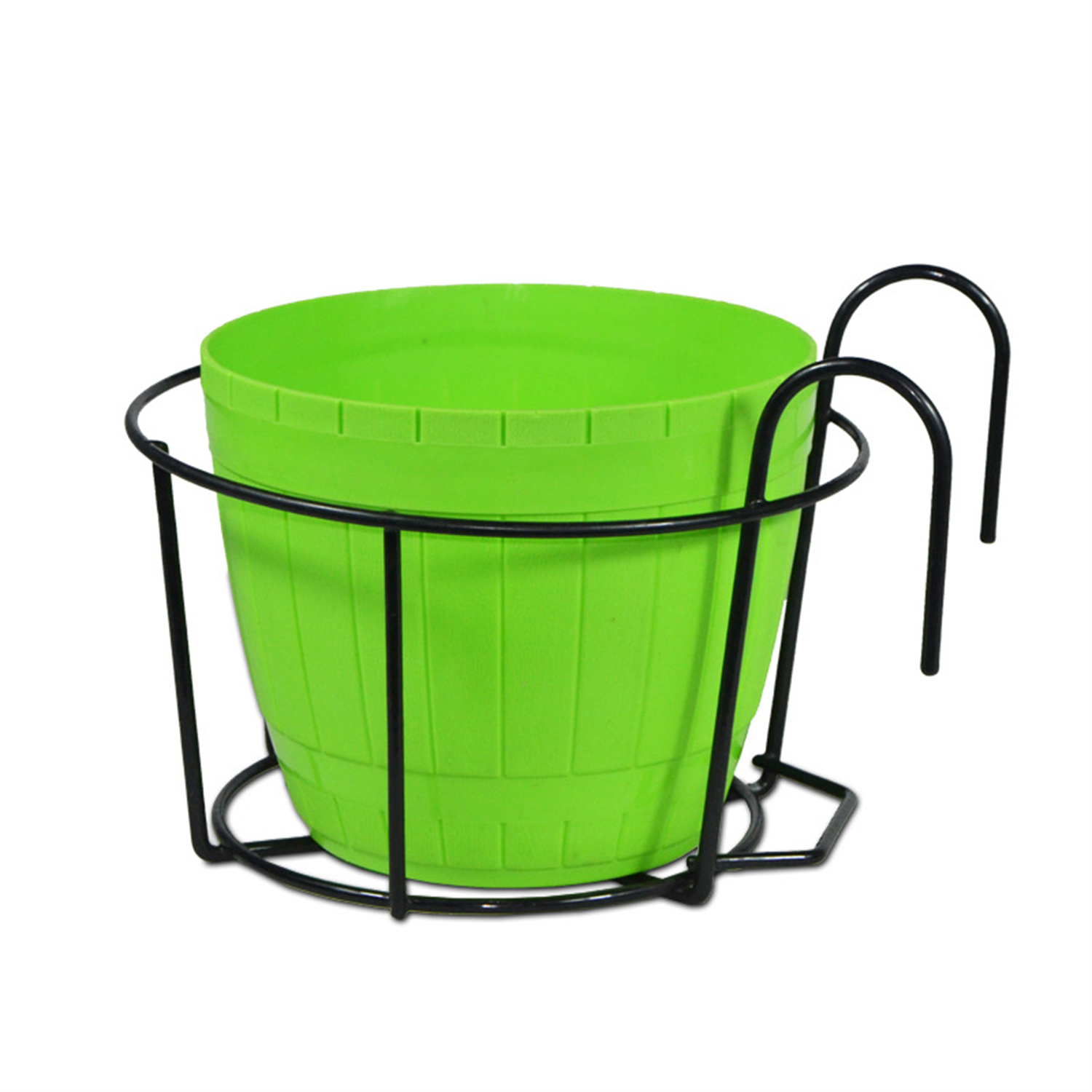 Bexikou 4 Pcs Hanging Railing Planters Basket,Metal Planter Flower Pot Holder,Iron Rack Fence Shelf Plant Holder with Hook for Balcony, Garden, Indoor and Outdoor (Black)