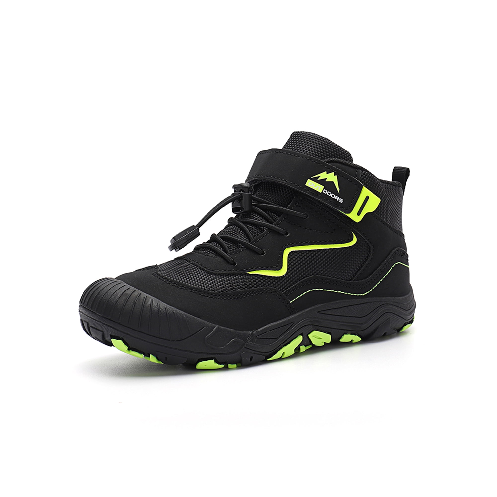 Avamo Children Hiking Shoes Flat Ankle Boots Drawstring Sneakers Anti collision Trainers Walking Athletic Shoe Black 10C