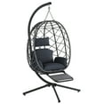 thumbnail image 2 of SWITTE 1-Person Metal Patio Swing Egg Chair with Stand and Footrest with Gray Cushions, 2 of 5