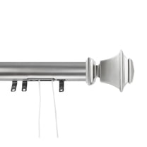 Contemporary Home Living 92.5" Satin Silver Decorative Adjustable Traverse Rod with Sliders