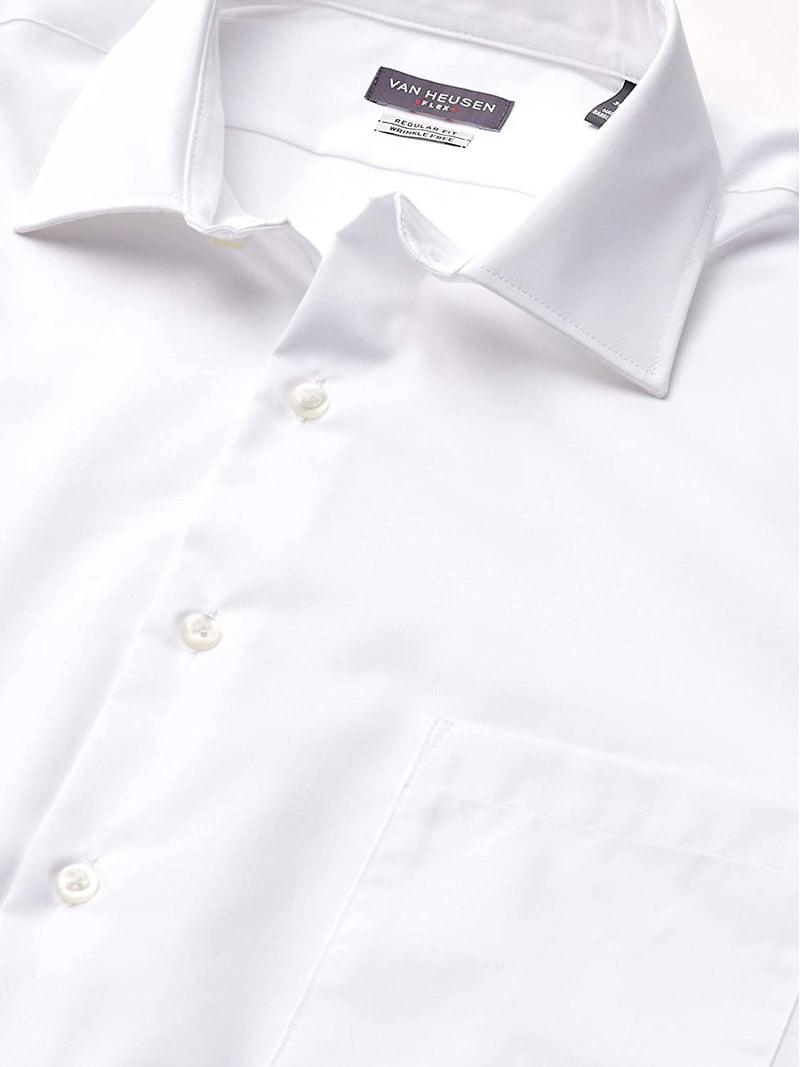 Van Heusen Mens Dress Shirt Regular Fit Flex Collar Stretch Solid 17 Neck  34-35 Sleeve White - Walmart.com