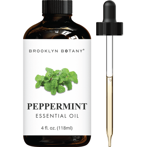 Brooklyn Botany Peppermint Essential Oil - Huge 4 Fl Oz - 100% Pure and Natural - Premium Grade with Dropper - for Aromatherapy and Diffuser