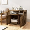 thumbnail image 2 of Demi Bonn 31" Cat Litter Box Enclosure with Double Barn Doors Divider and Storage Shelf, Hidden Cat House Washroom Furniture, Brown, 2 of 8