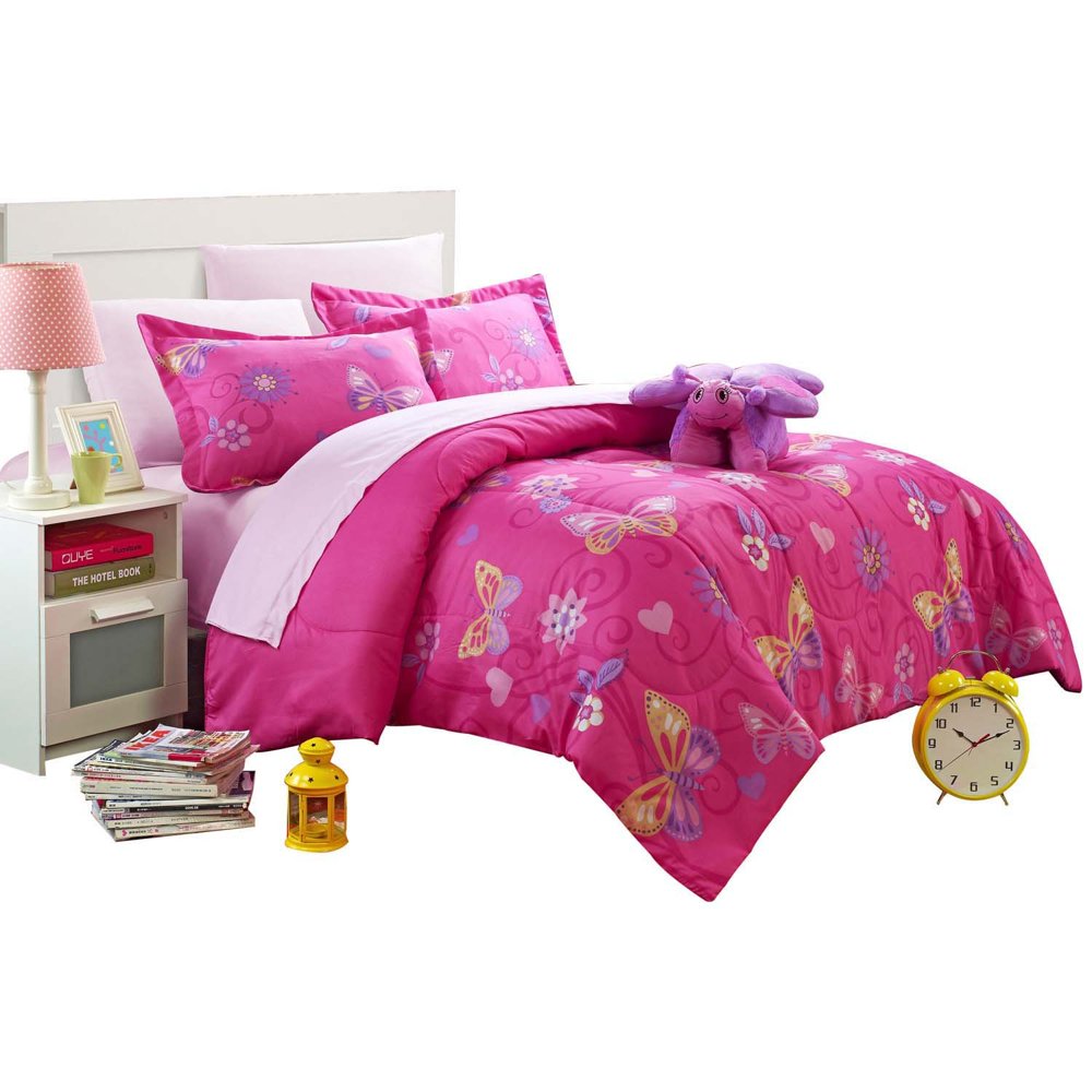 Rosie Butterfly Comforter Sheet Set Bed In A Bag Pink