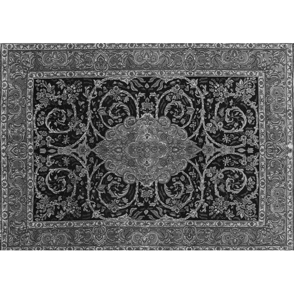 Ahgly Company Indoor Rectangle Medallion Gray Traditional Area Rugs, 3' x 5'