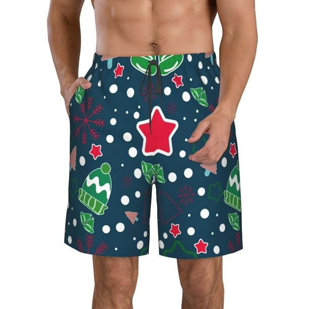 Fotbe Christmas Trajes de Baño Estampados para Hombre, Shorts de Verano de Secado Rápido, Ropa de Playa, Bañadores-XX-Large