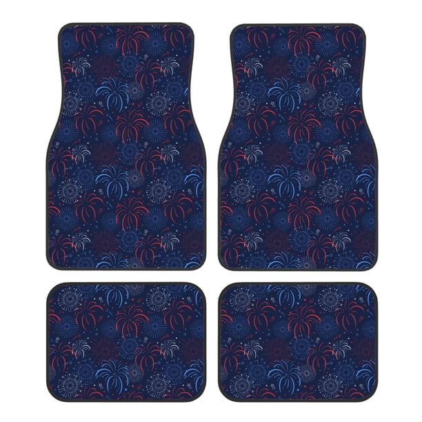 Fotbe Firework Juego de 4 Tapetes para Auto con Estampado – Alfombrillas de Goma Reforzada, Diseño Antideslizante, Protección para Todo el Año – Vehículos, Autos, Camionetas y SUVs