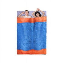 FFF-Blue-2Person-GPCT4000 2 People Sleeping Bag for Adult Kids Lightweight Water Resistant Camping Cotton Liner Cold Warm Weather Indoor Outdoor Use 3 Season with Sack, Blue