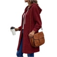thumbnail image 4 of NominalSnug Womens Zip up Hoodies Long Sleeve Hooded Long Tunic Sweatshirts Ribbed Knit Casual Fall Jackets with Pockets, 4 of 8