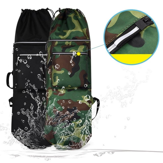 pitrice Skateboard Backpack Bag Adjustable Water Resistant Skateboard Carry Straps Backpack Water Proof Travel Skate Pouch Longboard Carry Case Green
