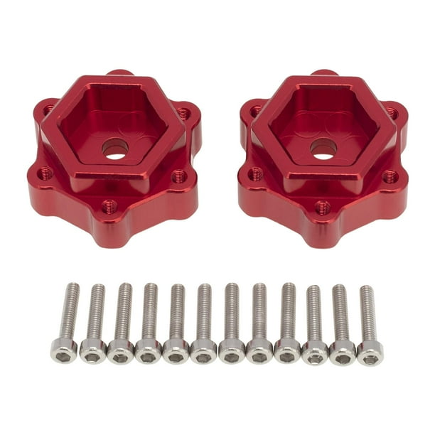 Acoplador hexagonal de copa de eje trasero de aleación de aluminio, adaptador + adaptador hexagonal de 5 mm para eje sólido de camión 4WD, pa ROJO Sunnimix Acoplador hexagonal