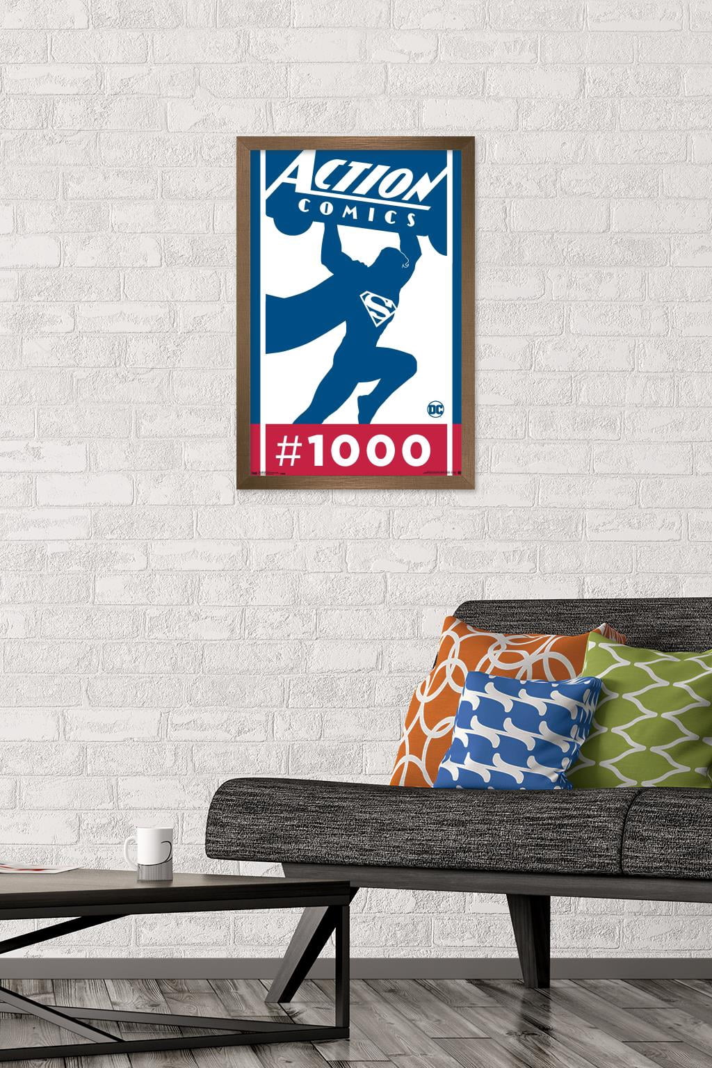 DC Comics - Superman - Action Comics 1000 Wall Poster, 14.725" x 22.375", Framed