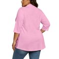 thumbnail image 2 of Vmvidoty Women's and Women's Plus Size Cardigan for Women 3/4 Sleeve Casual Open Front Light Cardigan Pink XL, 2 of 10