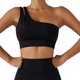 thumbnail image 1 of Sujetador deportivo acanalado con un solo hombro para Yoga, parte trasera bonita, elástico, a prueba de golpes, para correr, Fitness, chaleco negro M, 1 of 6